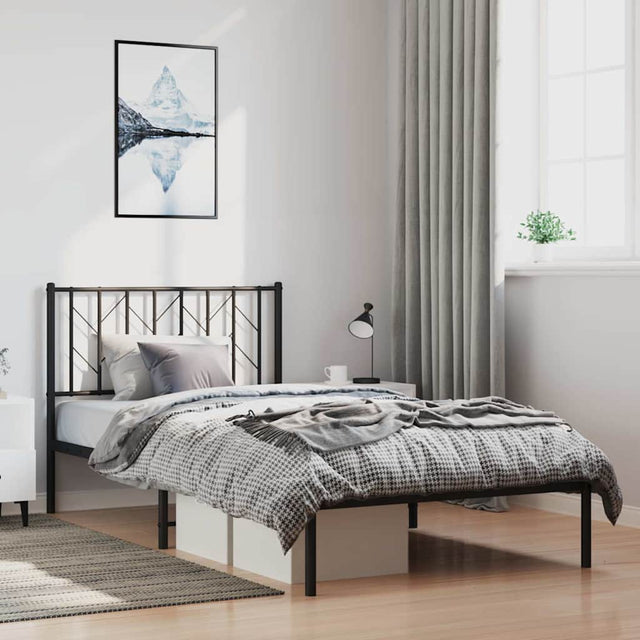 Vidaxl bedframe met hoofdbord metaal zwart 100x200 cm