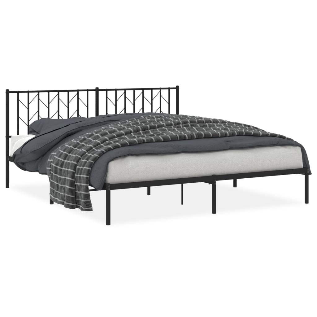 Vidaxl bedframe met hoofdbord metaal zwart 180x200 cm