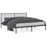 Vidaxl bedframe met hoofdbord metaal zwart 180x200 cm