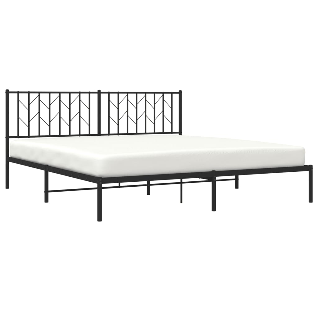 Vidaxl bedframe met hoofdbord metaal zwart 180x200 cm