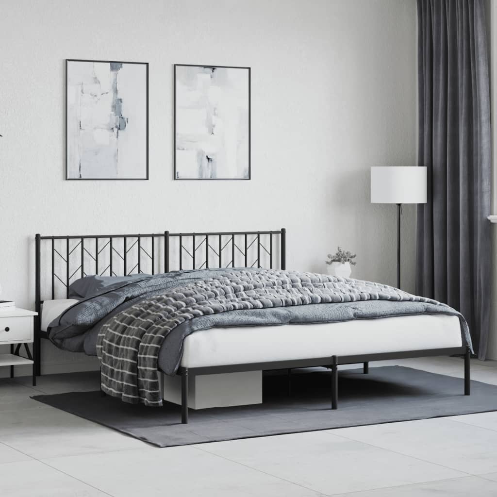 Vidaxl bedframe met hoofdbord metaal zwart 180x200 cm
