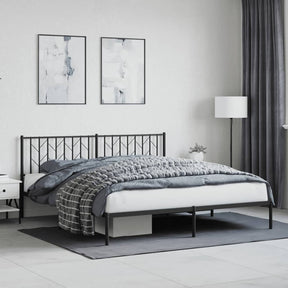 Vidaxl bedframe met hoofdbord metaal zwart 180x200 cm