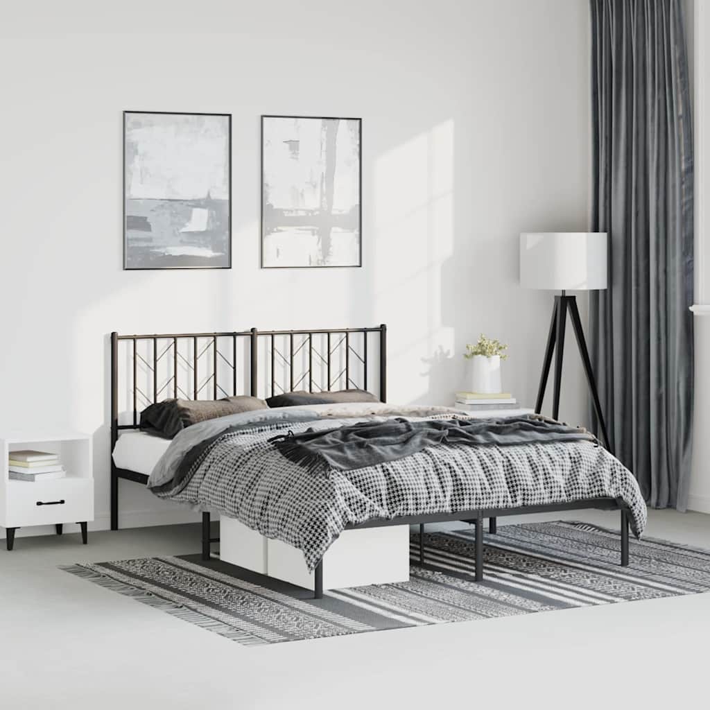Vidaxl bedframe met hoofdbord metaal zwart 193x203 cm