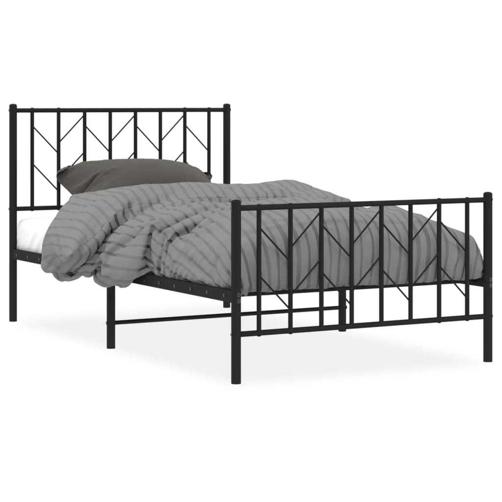 Vidaxl bedframe met hoofd- en voeteneinde metaal zwart 100x190 cm