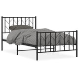 Vidaxl bedframe met hoofd- en voeteneinde metaal zwart 100x190 cm