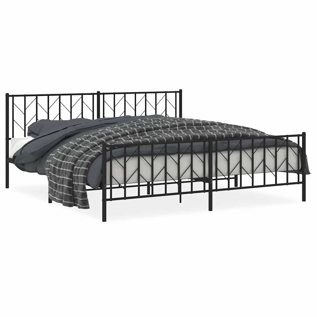 Vidaxl bedframe met hoofd- en voeteneinde metaal zwart 193x203 cm