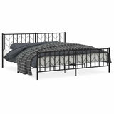 Vidaxl bedframe met hoofd- en voeteneinde metaal zwart 193x203 cm