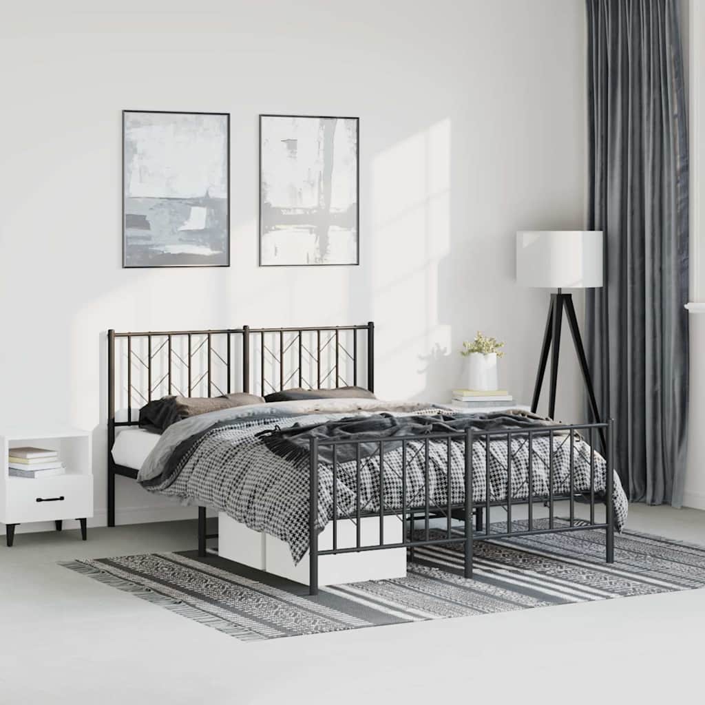 Vidaxl bedframe met hoofd- en voeteneinde metaal zwart 193x203 cm