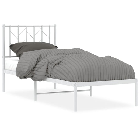 Vidaxl bedframe met hoofdbord zonder matras metaal wit 75x190 cm
