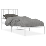 Vidaxl bedframe met hoofdbord metaal wit 80x200 cm