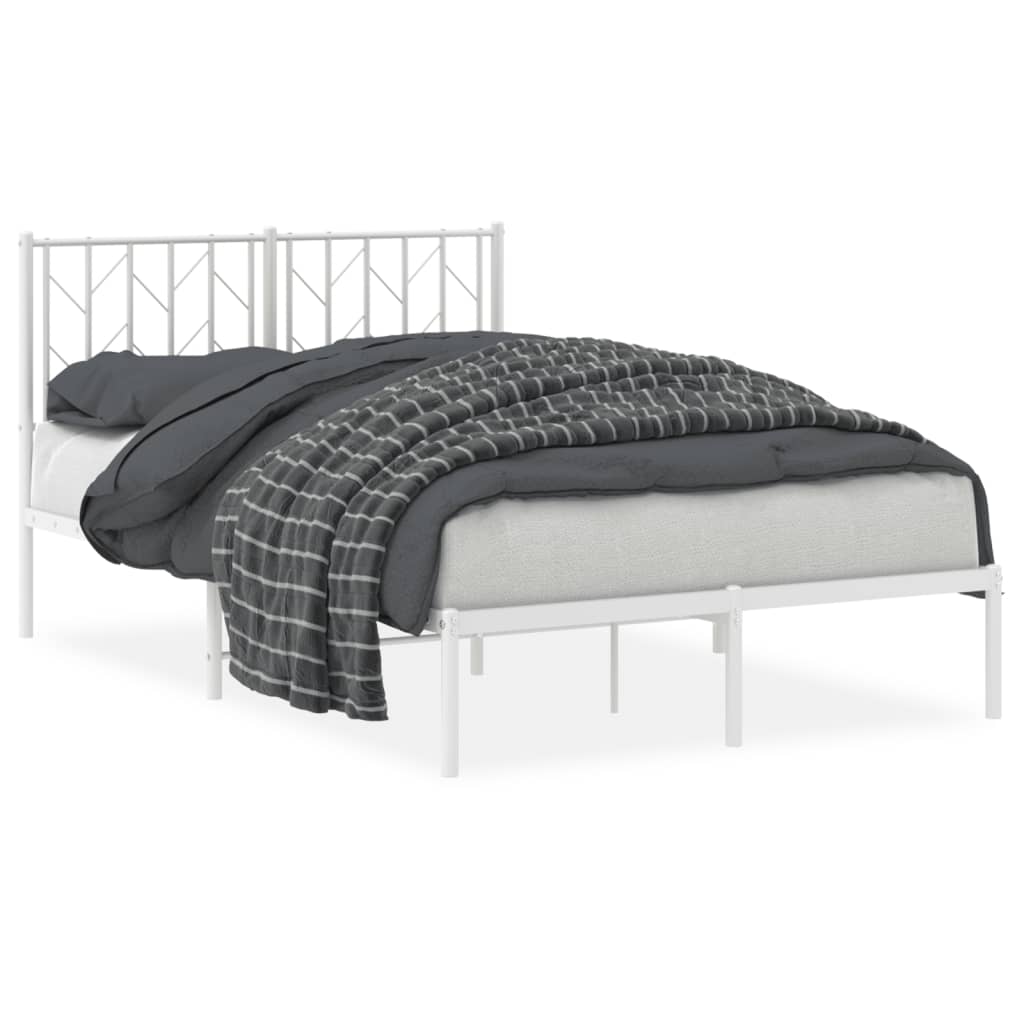 Vidaxl bedframe met hoofdbord metaal wit 120x190 cm