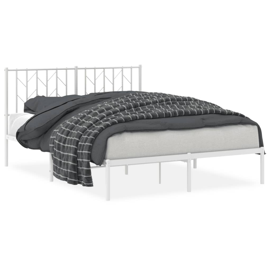 Vidaxl bedframe met hoofdbord metaal wit 140x200 cm