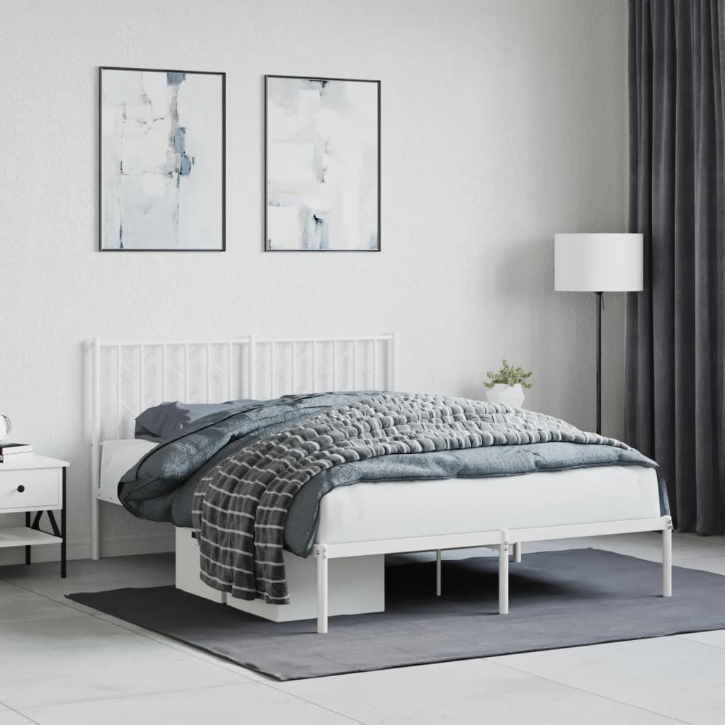 Vidaxl bedframe met hoofdbord metaal wit 140x200 cm