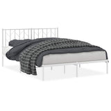 Vidaxl bedframe met hoofdbord metaal wit 150x200 cm