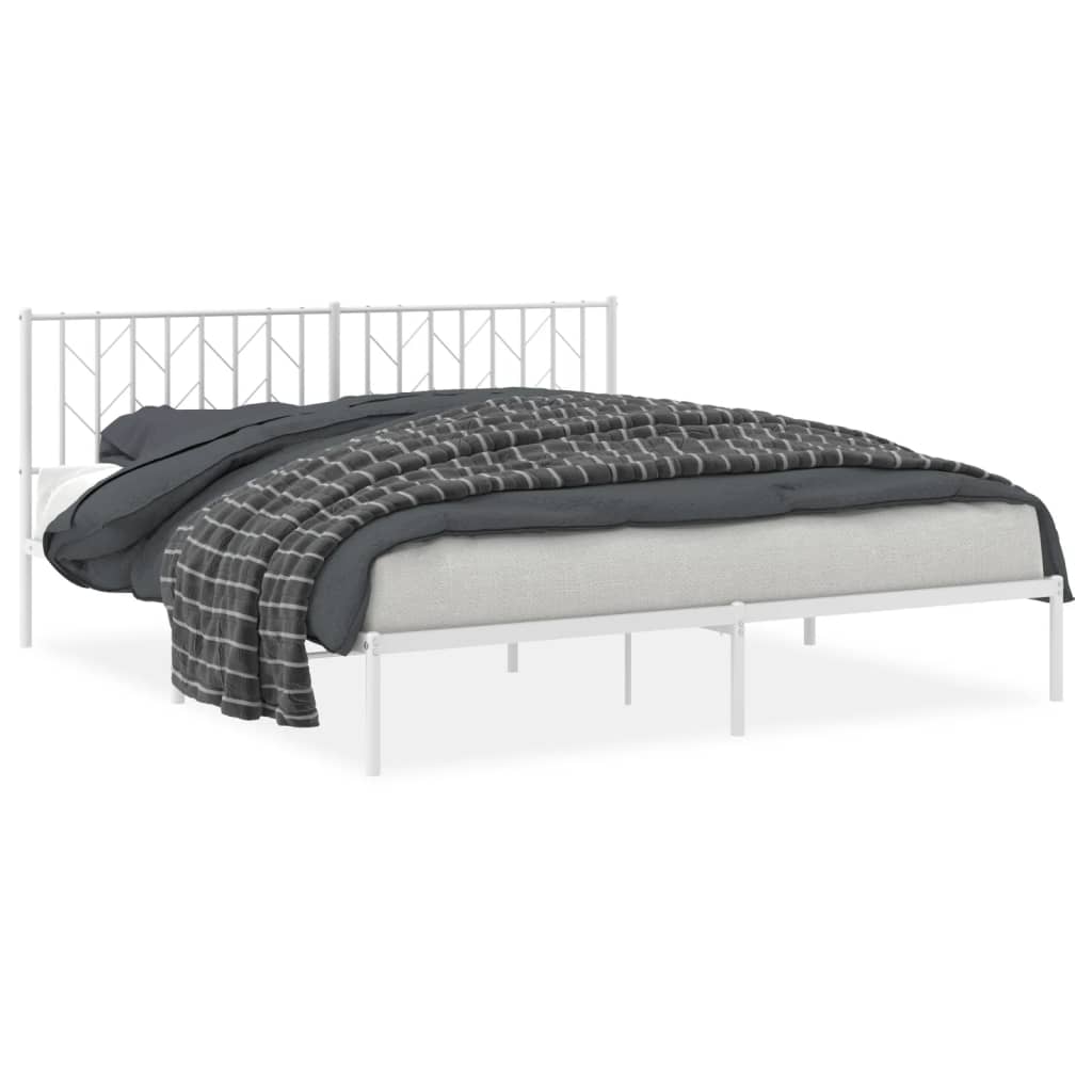 Vidaxl bedframe met hoofdbord metaal wit 183x213 cm