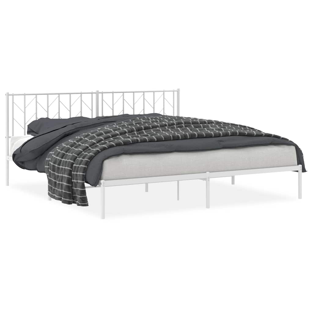 Vidaxl bedframe met hoofdbord metaal wit 193x203 cm