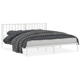 Vidaxl bedframe met hoofdbord metaal wit 193x203 cm