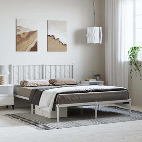 Vidaxl bedframe met hoofdbord metaal wit 193x203 cm