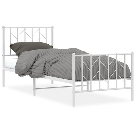 Vidaxl bedframe met hoofd- en voeteneinde metaal wit 80x200 cm