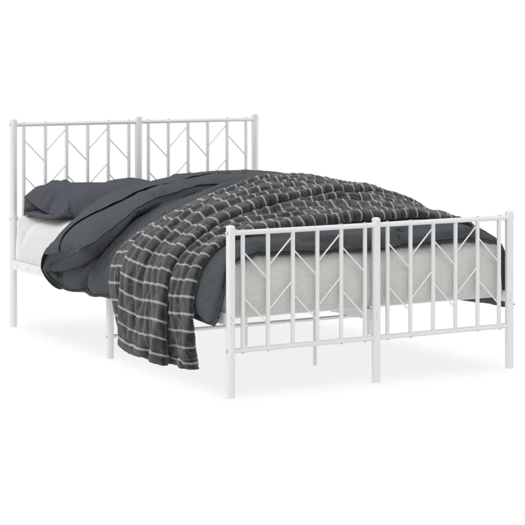 Vidaxl bedframe met hoofd- en voeteneinde metaal wit 120x190 cm
