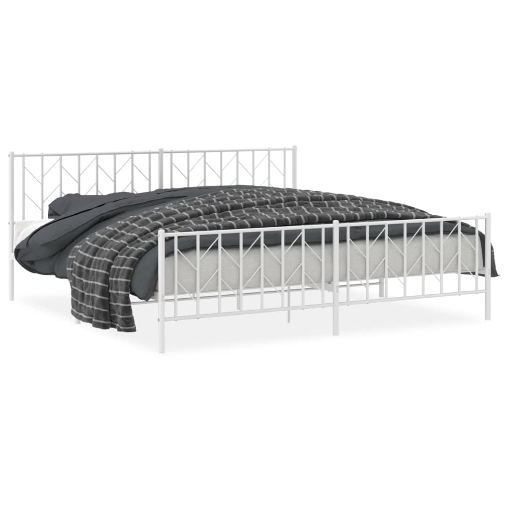 Vidaxl bedframe met hoofd- en voeteneinde metaal wit 200x200 cm