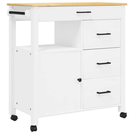Vidaxl keukentrolley monza 84x40x88,5 cm massief grenenhout wit