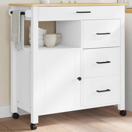 Vidaxl keukentrolley monza 84x40x88,5 cm massief grenenhout wit