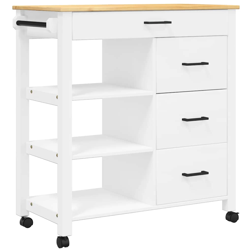 Vidaxl keukentrolley monza 84x40x88,5 cm massief grenenhout wit