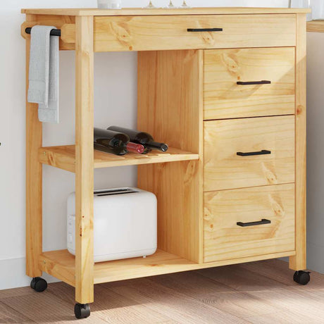 Vidaxl keukentrolley monza 84x40x88,5 cm massief grenenhout