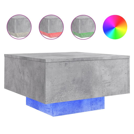 Vidaxl salontafel met led-verlichting 55x55x31 cm betongrijs