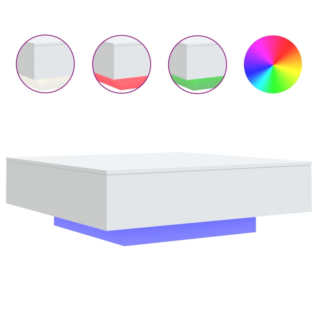Vidaxl salontafel met led-verlichting 100x100x31 cm wit