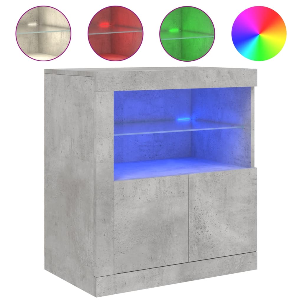 Vidaxl dressoir met led-verlichting 60,5x37x67 cm betongrijs