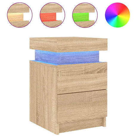 Vidaxl nachtkastje met led-verlichting 35x39x55 cm sonoma eikenkleurig