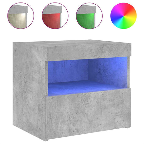 Vidaxl nachtkastje met led-verlichting 50x40x45 cm betongrijs