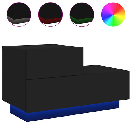 Vidaxl nachtkastje met led-verlichting 70x36x40,5 cm zwart