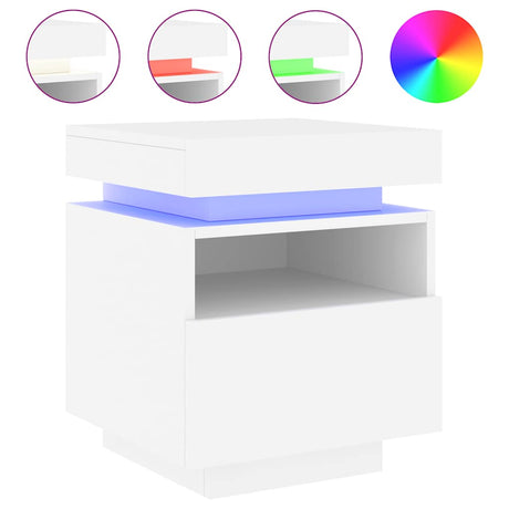 Vidaxl nachtkastje met led-verlichting 40x39x48,5 cm wit