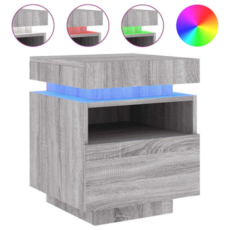 Vidaxl nachtkastje met led-verlichting 40x39x48,5 cm grijs sonoma