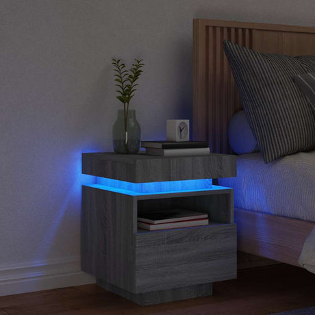 Vidaxl nachtkastje met led-verlichting 40x39x48,5 cm grijs sonoma