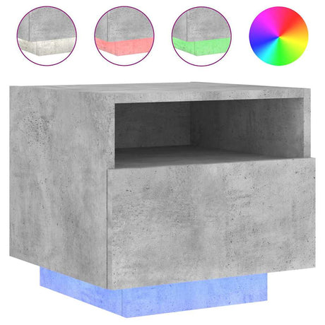 Vidaxl nachtkastje met led-verlichting 40x39x37 cm betongrijs