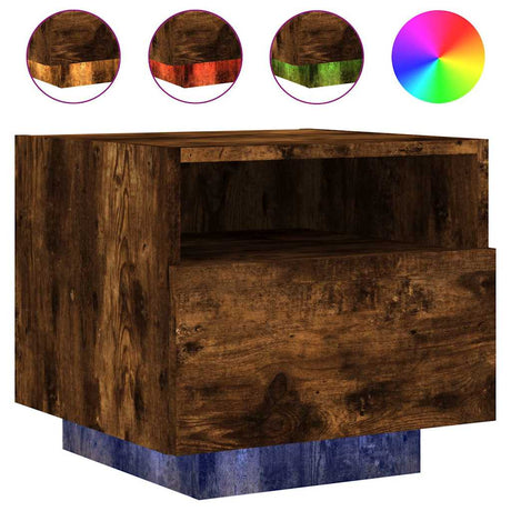 Vidaxl nachtkastje met led-verlichting 40x39x37 cm gerookt eikenkleur
