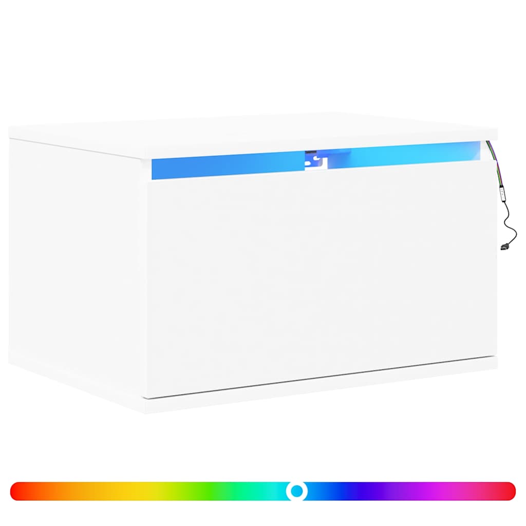 Vidaxl nachtkastjes met led's 2 st wandgemonteerd wit