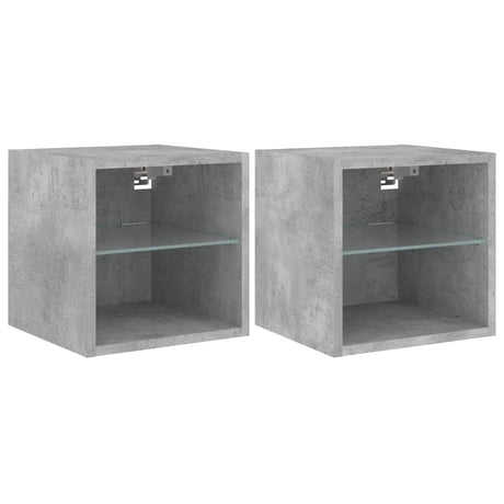 Vidaxl tv-wandmeubels met led 2 st 30x28,5x30 cm betongrijs