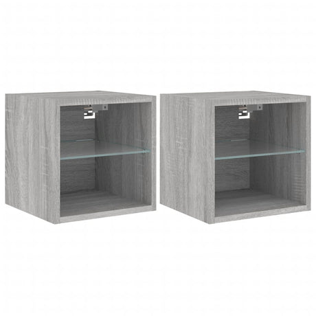 Vidaxl tv-wandmeubels met led 2 st 30x28,5x30 cm grijs sonoma eiken