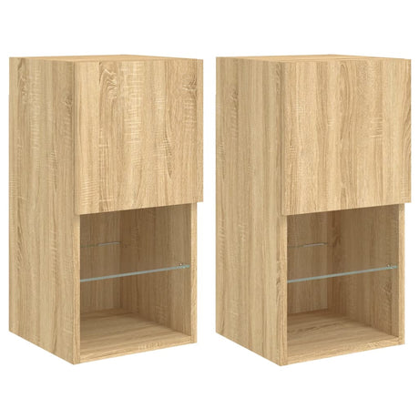 Vidaxl tv-meubelen 2 st led-verlichting 30,5x30x60 cm sonoma eiken