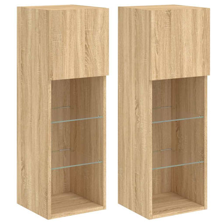 Vidaxl tv-meubels met led-verlichting 2 st 30,5x30x90 cm sonoma eiken