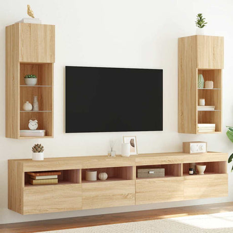 Vidaxl tv-meubels met led-verlichting 2 st 30,5x30x90 cm sonoma eiken