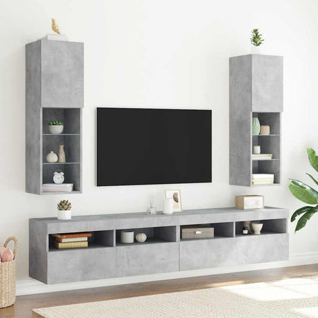 Vidaxl tv-meubels met led-verlichting 2 st 30,5x30x102 cm betongrijs