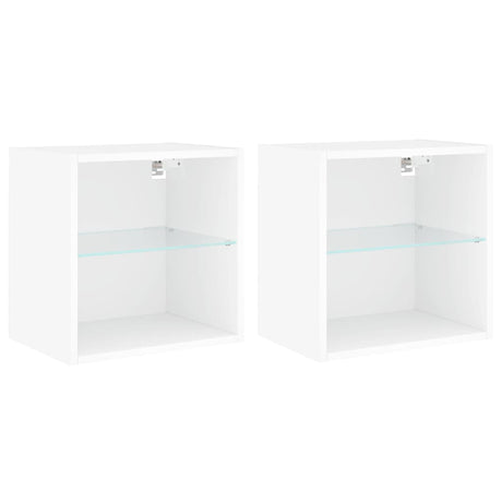 Vidaxl nachtkastjes met led's 2 st wandgemonteerd wit