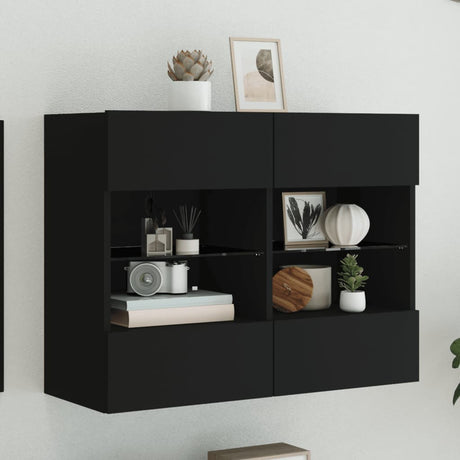 Vidaxl tv-wandmeubel met led-verlichting 78,5x30x60,5 cm zwart