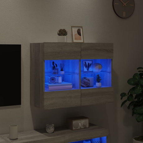 Vidaxl tv-wandmeubel met led-verlichting 78,5x30x60,5 cm grijs sonoma